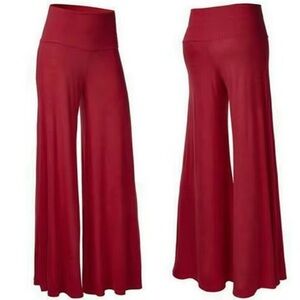Vintage ASSA Palazzo Pants Wide Leg High Waist Burgundy Maroon Red Large